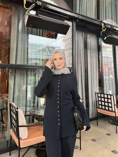 Melisa Düğmeli Takım - Lacivert