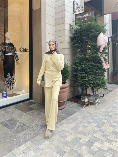 Melisa Düğmeli Takım - Sarı