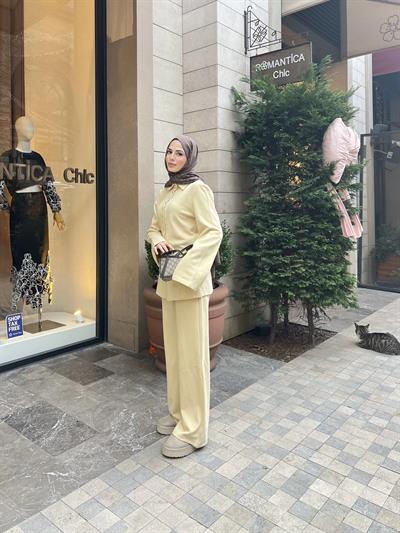 Melisa Düğmeli Takım - Sarı