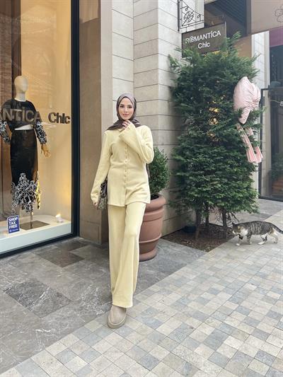Melisa Düğmeli Takım - Sarı