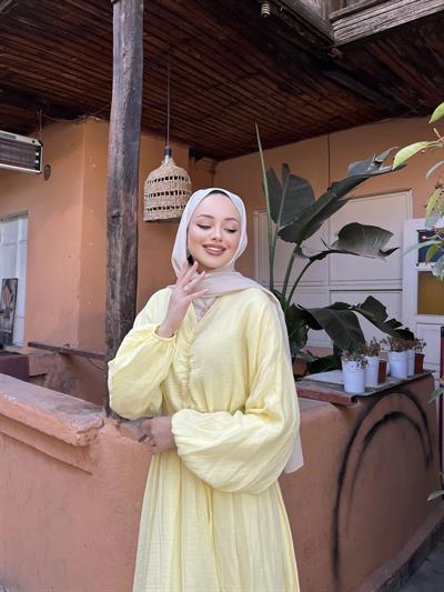Missa Büzgüllü Elbise - Sarı