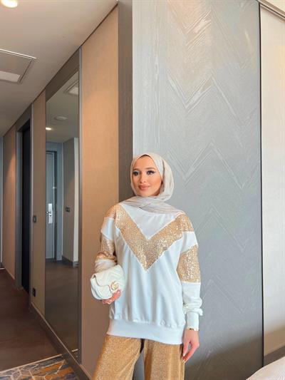 Molla Sim  Detaylı Sweat Takım - GOLD