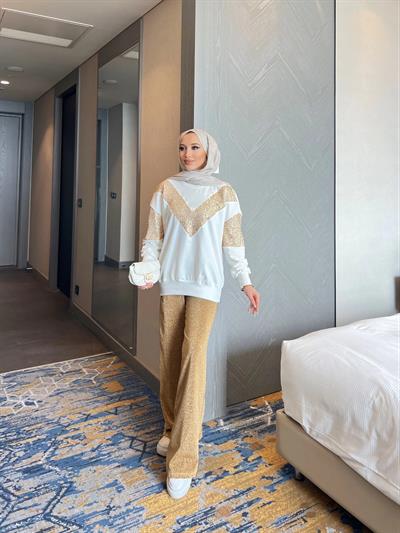 Molla Sim  Detaylı Sweat Takım - GOLD