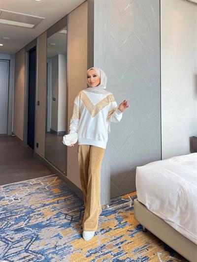 Molla Sim  Detaylı Sweat Takım - GOLD