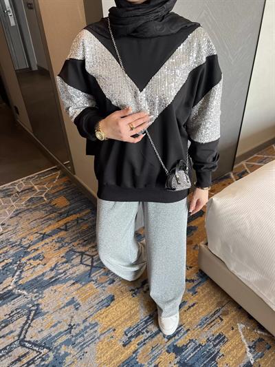 Molla Sim Detaylı Sweat Takım - GRİ