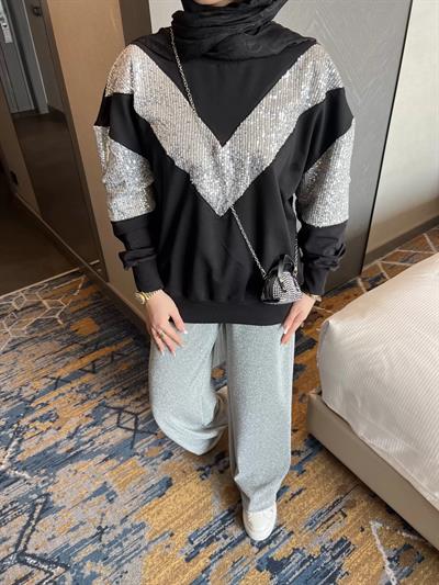 Molla Sim Detaylı Sweat Takım - GRİ