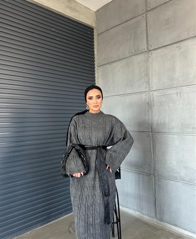 Örme Triko Elbise Antrasit