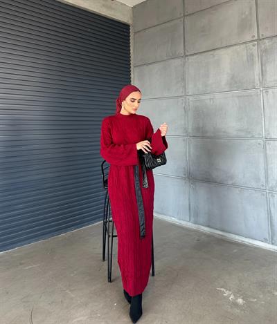 Örme Triko Elbise Bordo