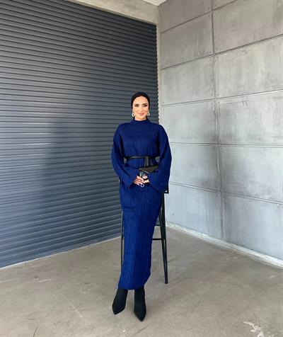 Örme Triko Elbise Saks