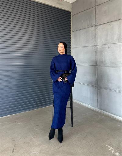 Örme Triko Elbise Saks