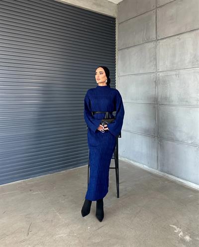 Örme Triko Elbise Saks