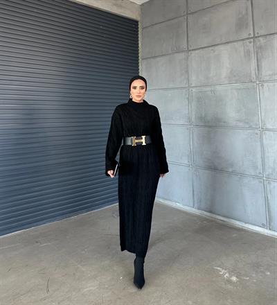 Örme Triko Elbise Siyah