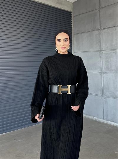 Örme Triko Elbise Siyah