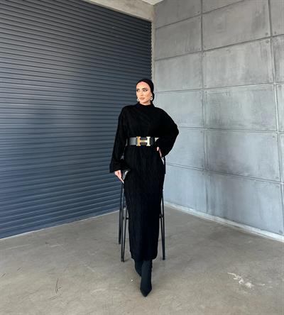 Örme Triko Elbise Siyah