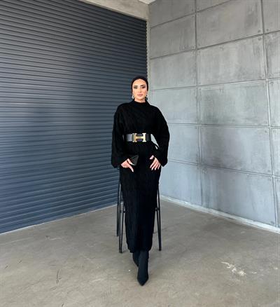 Örme Triko Elbise Siyah