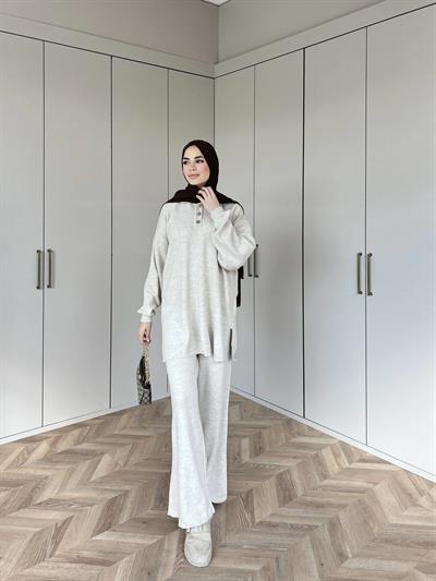 Polo Yaka Triko Takım - Bej