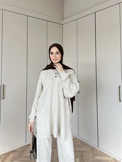 Polo Yaka Triko Takım - Bej