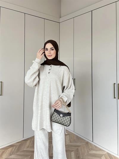 Polo Yaka Triko Takım - Bej