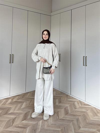 Polo Yaka Triko Takım - Bej