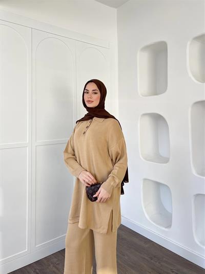 Polo Yaka Triko Takım - Camel