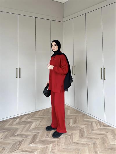 Polo Yaka Triko Takım - Kırmızı