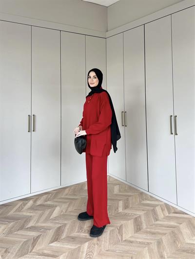 Polo Yaka Triko Takım - Kırmızı