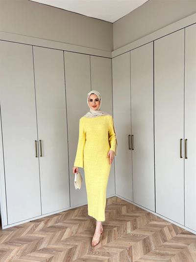 Ponpon Elbise - Sarı