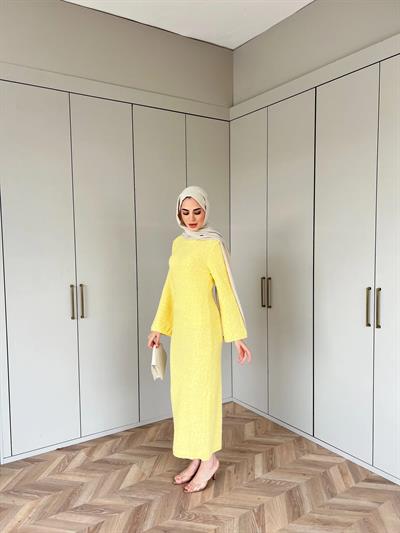 Ponpon Elbise - Sarı