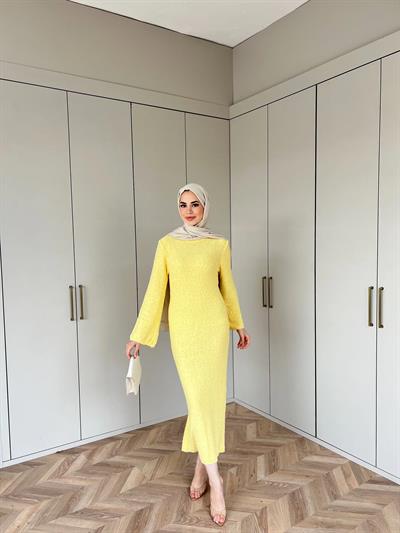 Ponpon Elbise - Sarı