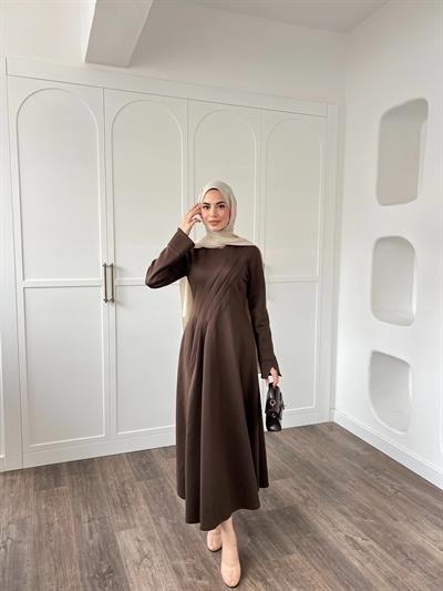 Şila Scuba Elbise - Kahve