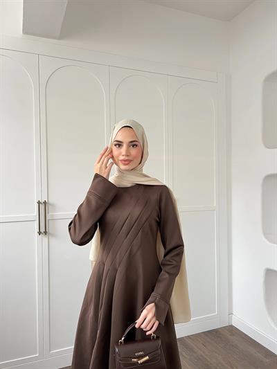 Şila Scuba Elbise - Kahve