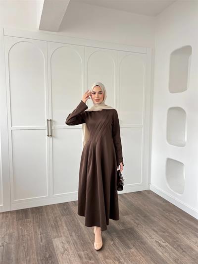 Şila Scuba Elbise - Kahve
