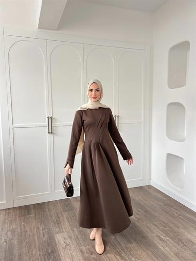 Şila Scuba Elbise - Kahve