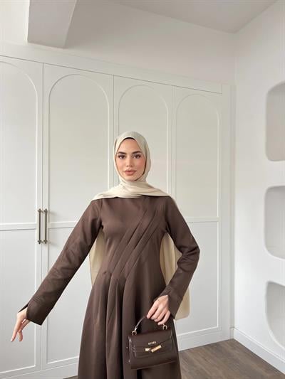 Şila Scuba Elbise - Kahve