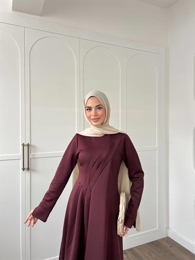 Şila Scuba Elbise -Bordo