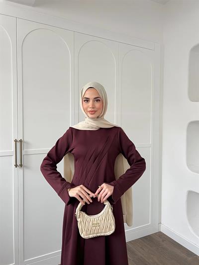 Şila Scuba Elbise -Bordo