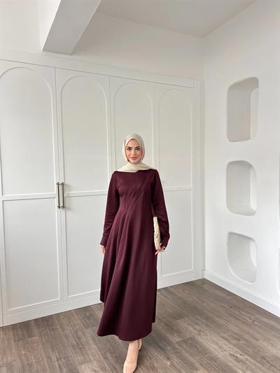 Şila Scuba Elbise -Bordo