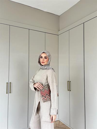 Vadi Düğmeli Takım - Bej