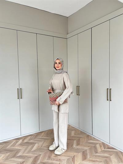 Vadi Düğmeli Takım - Bej