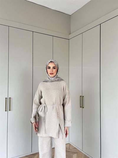 Vadi Düğmeli Takım - Bej