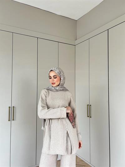 Vadi Düğmeli Takım - Bej