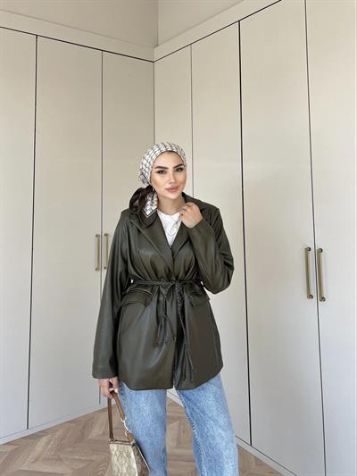 Zra Deri Ceket - Yeşil