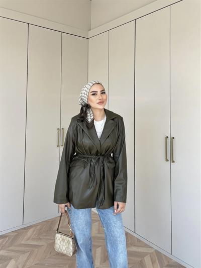 Zra Deri Ceket - Yeşil