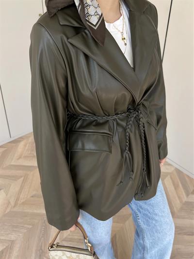 Zra Deri Ceket - Yeşil