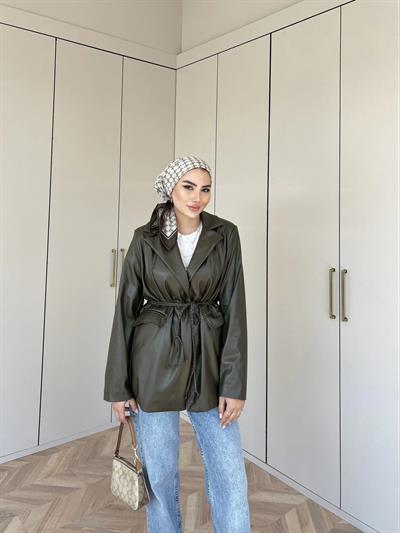 Zra Deri Ceket - Yeşil