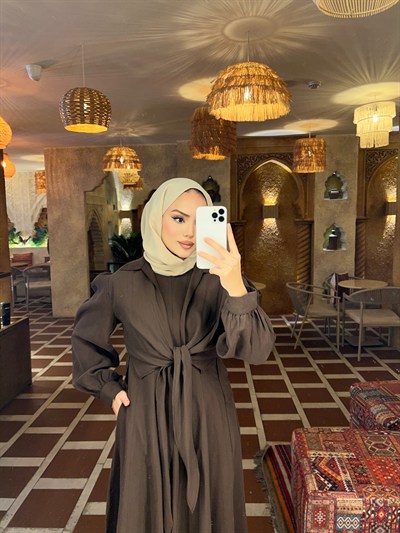 Alin Tensel Elbise - Kahve 