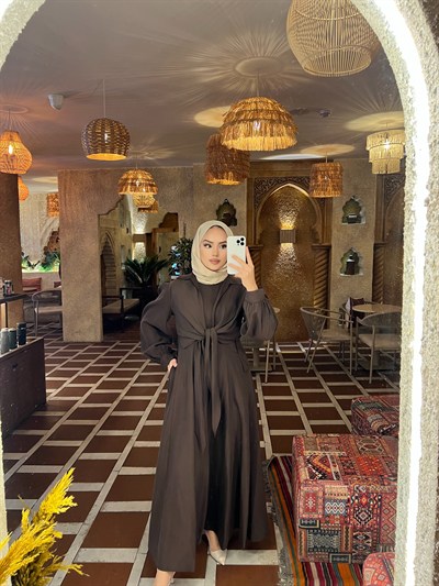 Alin Tensel Elbise - Kahve 