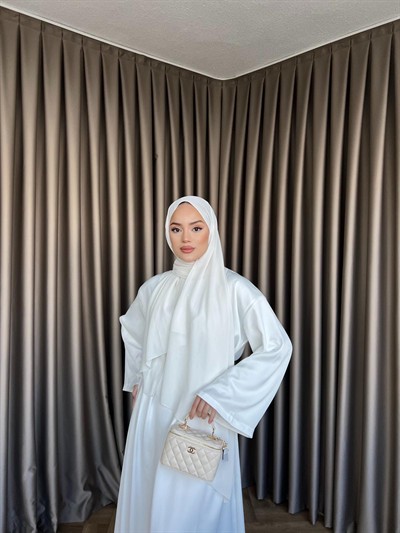 Arabic Belden Bağlamalı Elbise - Beyaz