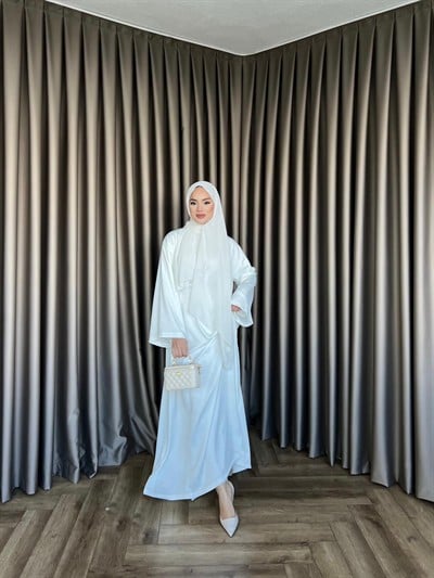 Arabic Belden Bağlamalı Elbise - Beyaz