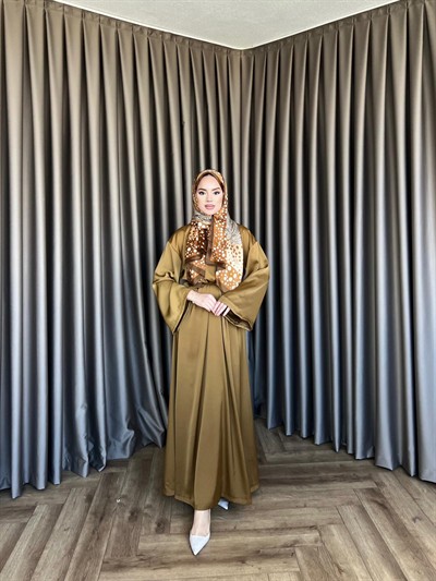 Arabic Belden Bağlamalı Elbise - Yağ Yeşil